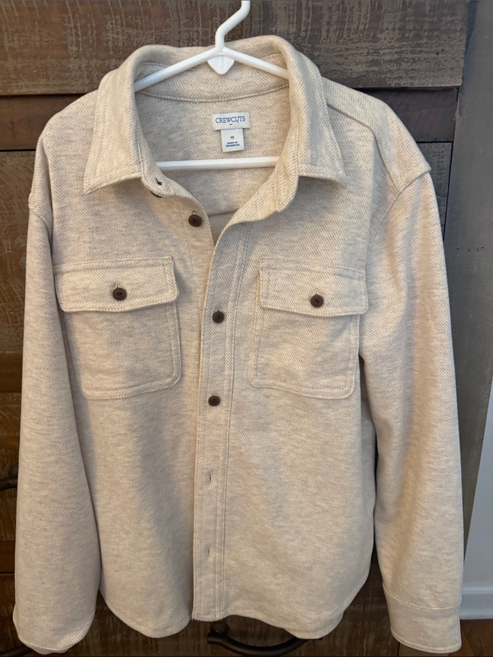 Crewcuts Beige Button-Front Shirt Jacket